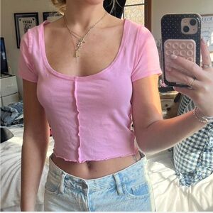 Pacsun Basics Pink Scoop Neck Top Size S